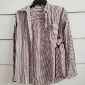 Express Embroidered Floral Boyfriend Button Down